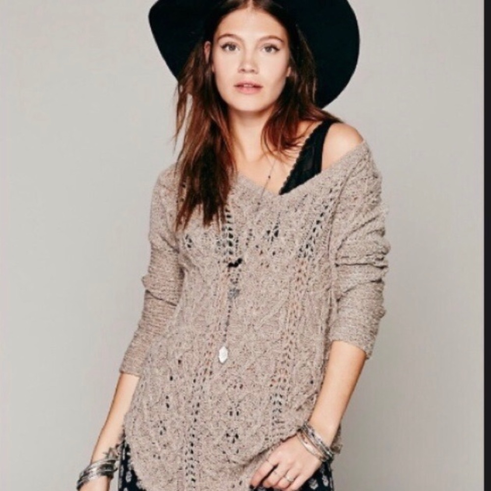 Free people cross my heart knit pullover